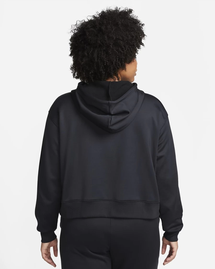 Nike Therma-FIT Women's Plus Size Graphic Hoodie - Black, Light Iron Ore, White | Lightweight & Warm Pullover