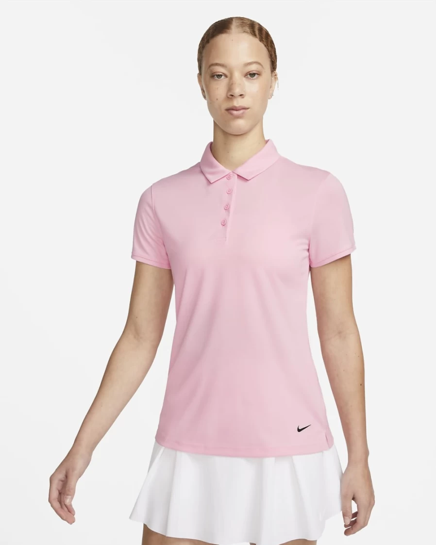 Nike Dri-FIT Victory Women's Golf Polo - Medium Soft Pink/Black - Moisture-Wicking Performance Top