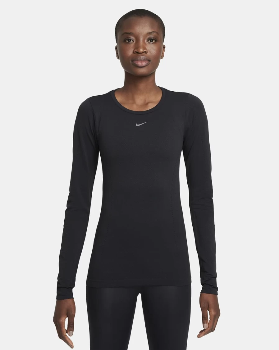 Nike Dri-FIT ADV Aura Women's Black Slim-Fit Long-Sleeve Workout Top