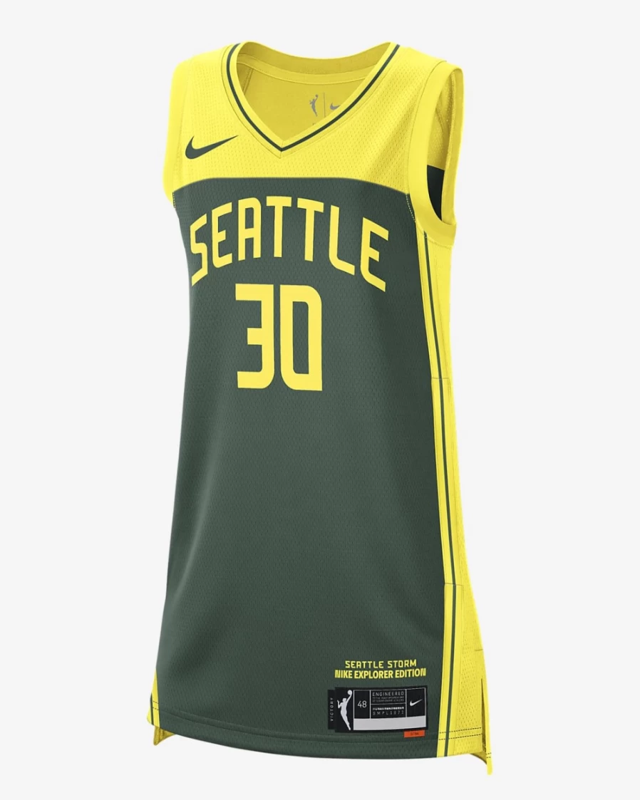Nike Dri-FIT WNBA Breanna Stewart Storm Explorer Edition Jersey for Women - Fir/Yellow Strike