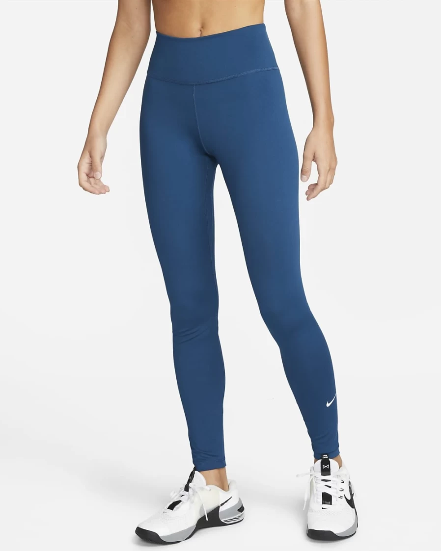 Nike Women's One Mid-Rise Leggings - Valerian Blue/White Fitness Yoga Running Workout Tights