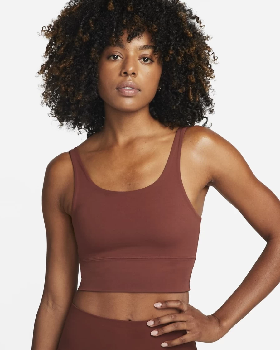 Nike Women's Alate Solo Light-Support Longline Sports Bra - Dark Pony/Iron Grey, Non-Padded Workout Top