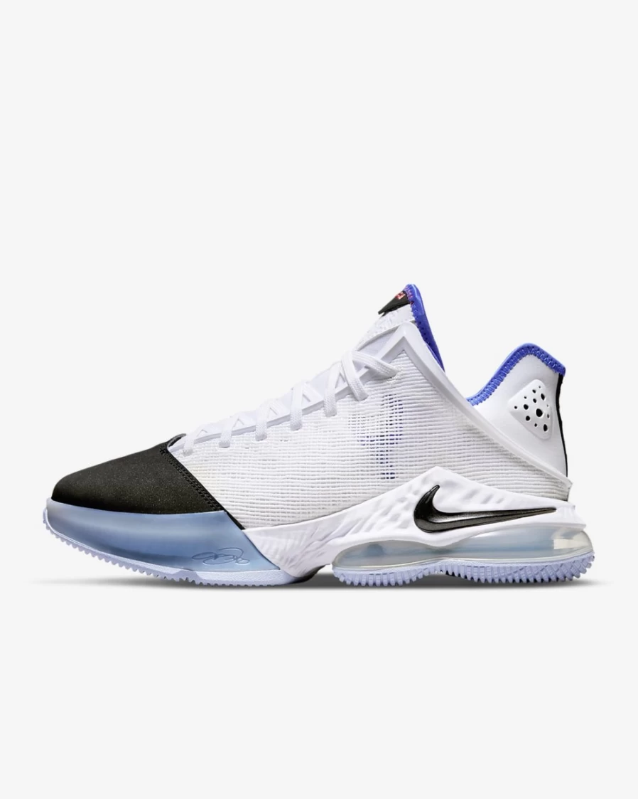 Nike LeBron 19 Low Basketball Shoes for Men & Women - White/Medium Blue/Siren Red/Black