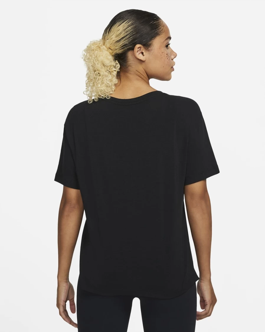 Nike Dri-FIT Women's Yoga Top - Black & Iron Grey Workout Shirt for Women