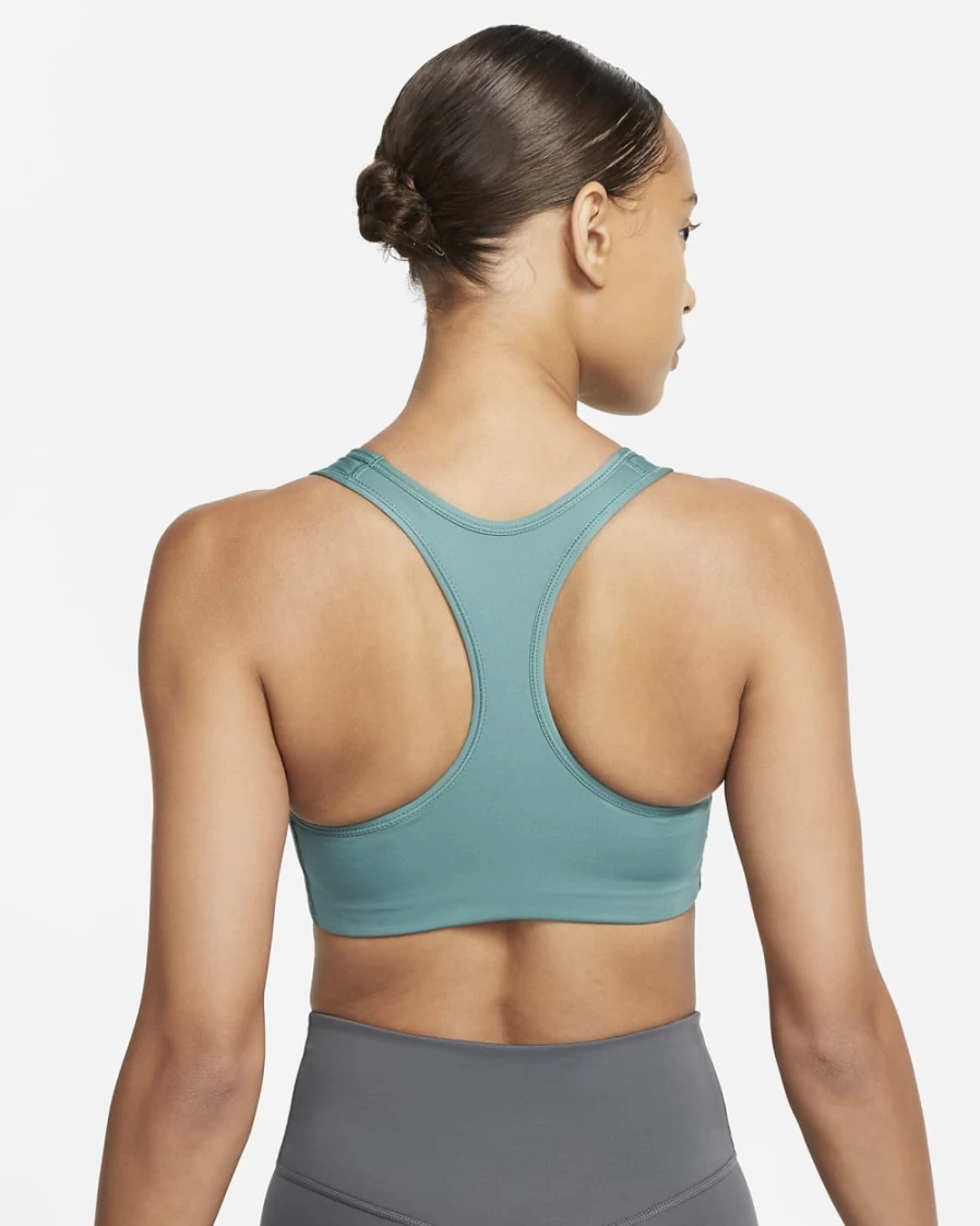 Nike Swoosh Women's Medium-Support Sports Bra - Bicoastal/White - 1-Piece Padded Workout Top