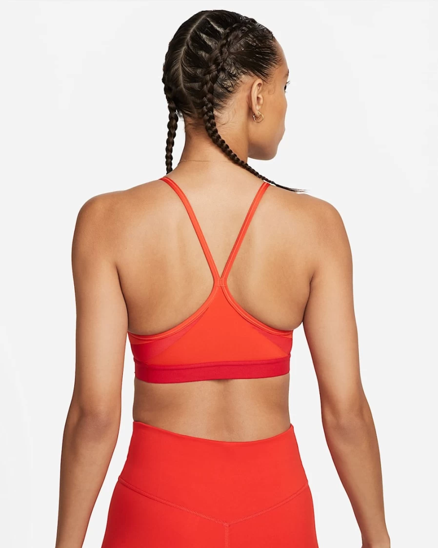 Nike Indy Women's Light-Support Padded V-Neck Sports Bra - Picante Red/University Red/White