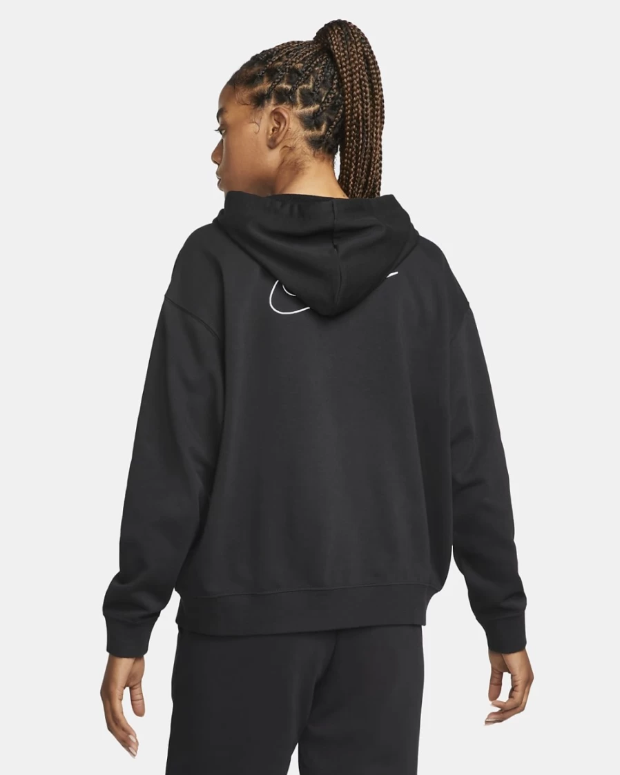 Nike Dri-FIT Women's Black/White Graphic Full-Zip Training Hoodie for Workouts