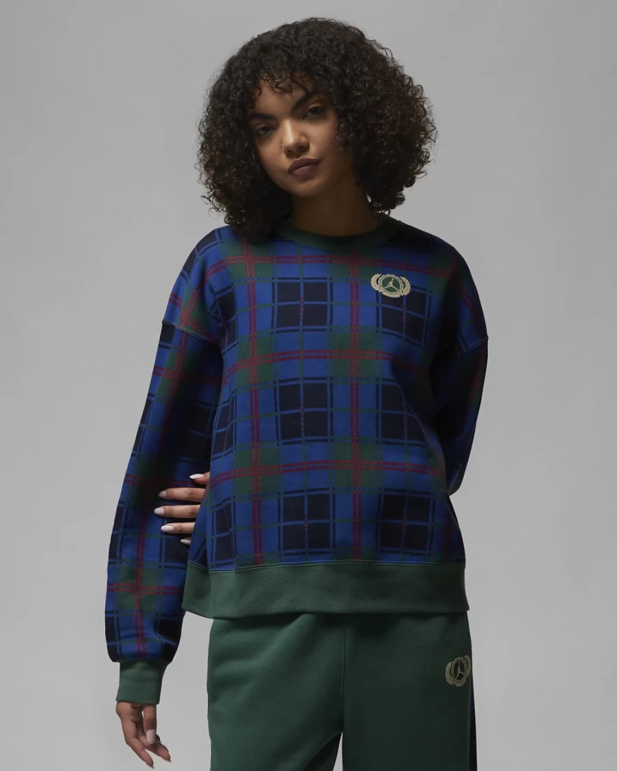 Nike Women's Jordan Brooklyn Fleece Crew Sweatshirt - Noble Green/Rattan