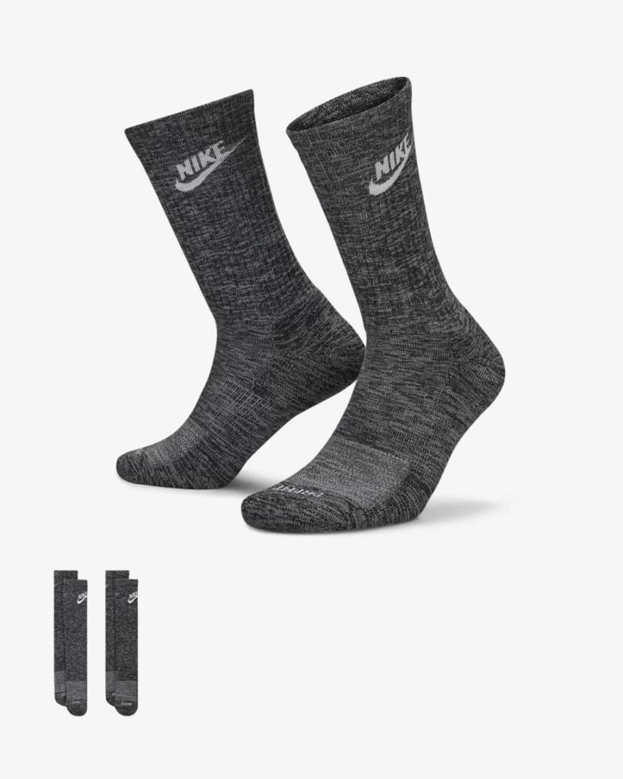 Nike Everyday Plus Cushioned Crew Socks for Men & Women - Black/White Comfort Athletic Socks