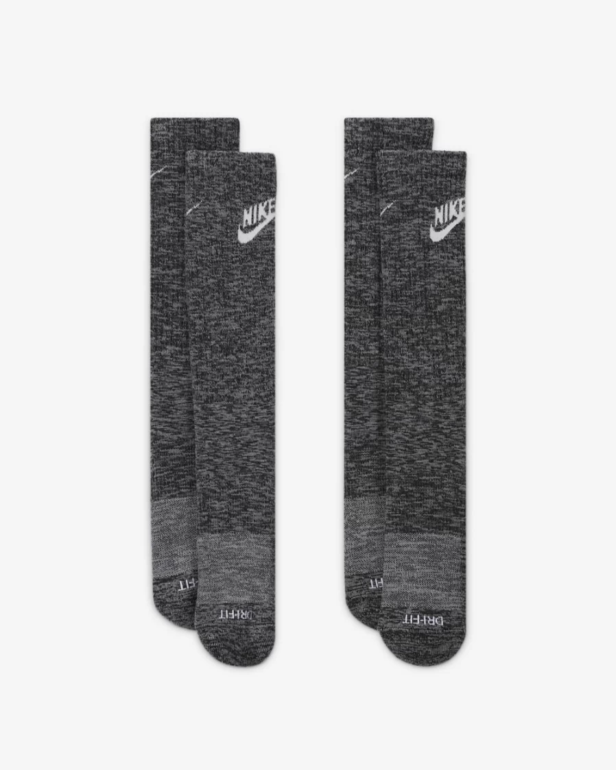 Nike Everyday Plus Cushioned Crew Socks for Men & Women - Black/White Comfort Athletic Socks