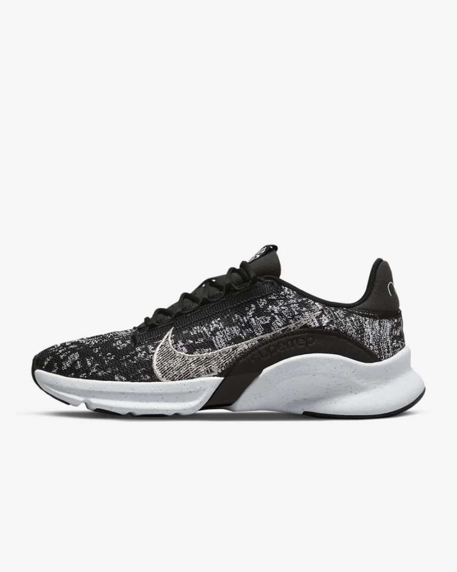 Nike SuperRep Go 3 Flyknit Women's Training Shoes - Black/White/Metallic Silver