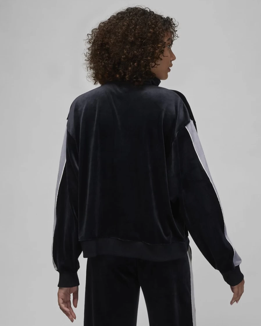 Nike Jordan Flight Women's Velour Jacket - Black, Cement Grey, Sail