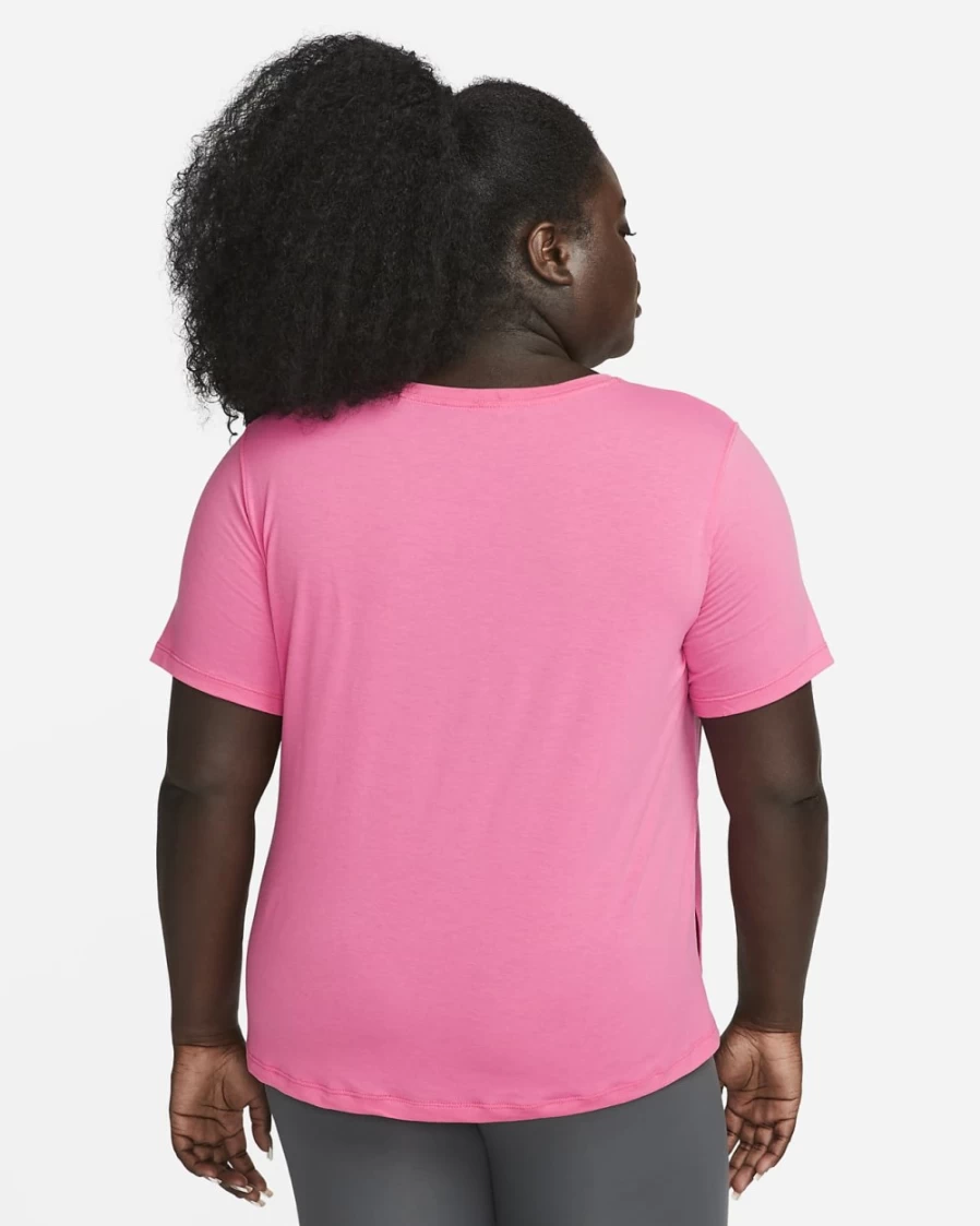 Nike Dri-FIT Yoga Top for Women - Plus Size Pinksicle/Particle Grey Workout Shirt