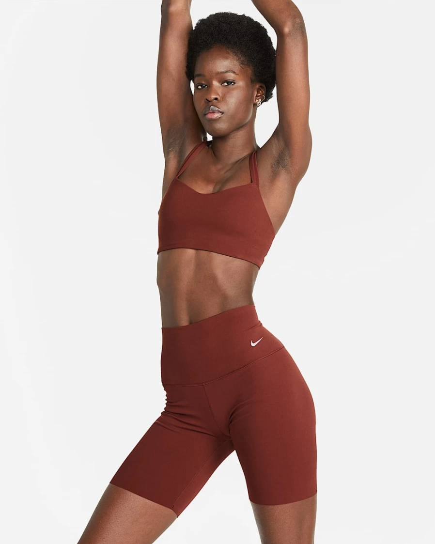 Nike Women's Zenvy Gentle-Support High-Waisted 8" Biker Shorts in Dark Pony/Black