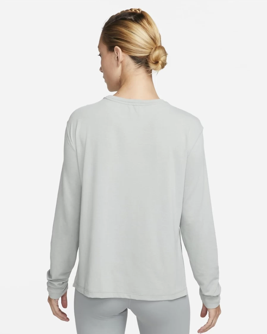 Nike Dri-FIT Yoga Long-Sleeve Top for Women - Mica Green & Iron Grey Moisture-Wicking Workout Shirt