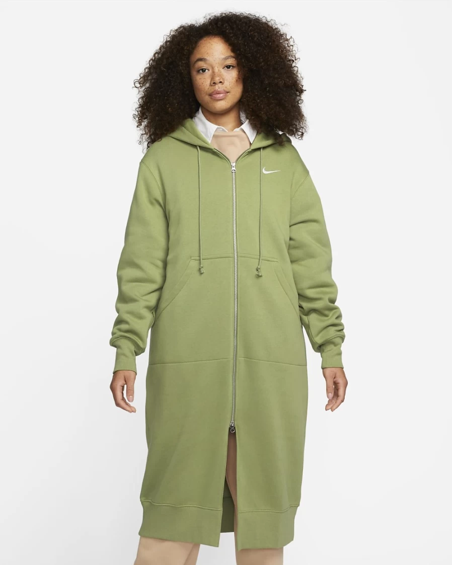 Nike Women's Alligator/Sail Phoenix Fleece Oversized Full-Zip Hoodie - Sportswear Long Sweatshirt