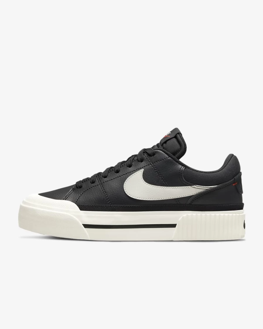 Nike Court Legacy Lift Women's Sneakers in Black, White, Team Orange, and Sail Colors