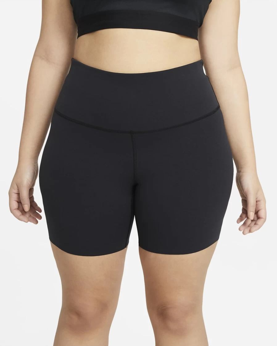 Nike Women's Plus Size Yoga Luxe Shorts - Black/Dark Smoke Grey High-Waisted Workout Shorts for Yoga & Fitness