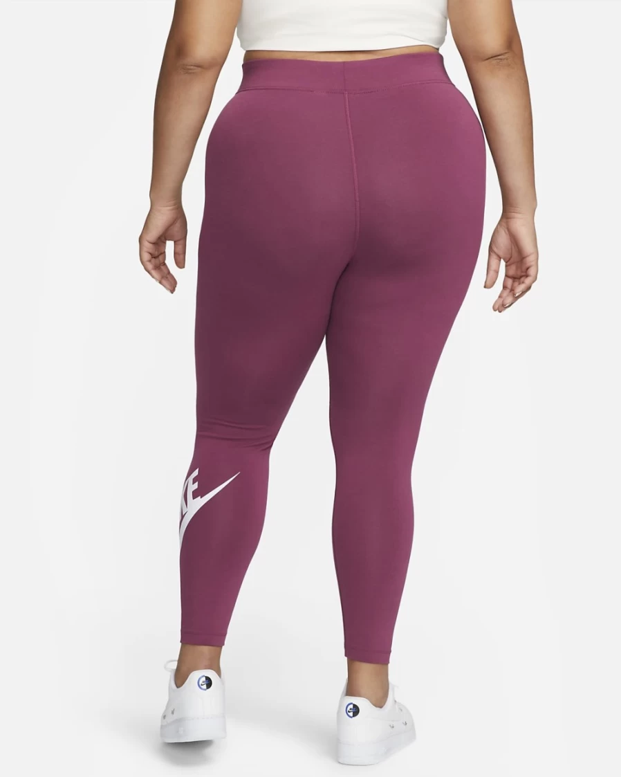 Nike Women's High-Waisted Leggings - Plus Size Rosewood/White Sportswear Essential