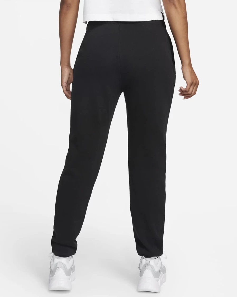 Nike Women's Club Fleece Joggers - Black/White Mid-Rise Sweatpants