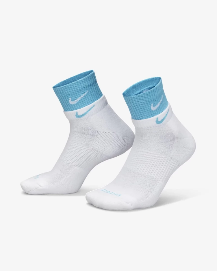 Nike Everyday Plus Cushioned Training Socks for Men & Women - White/White - Ankle Support & Comfort