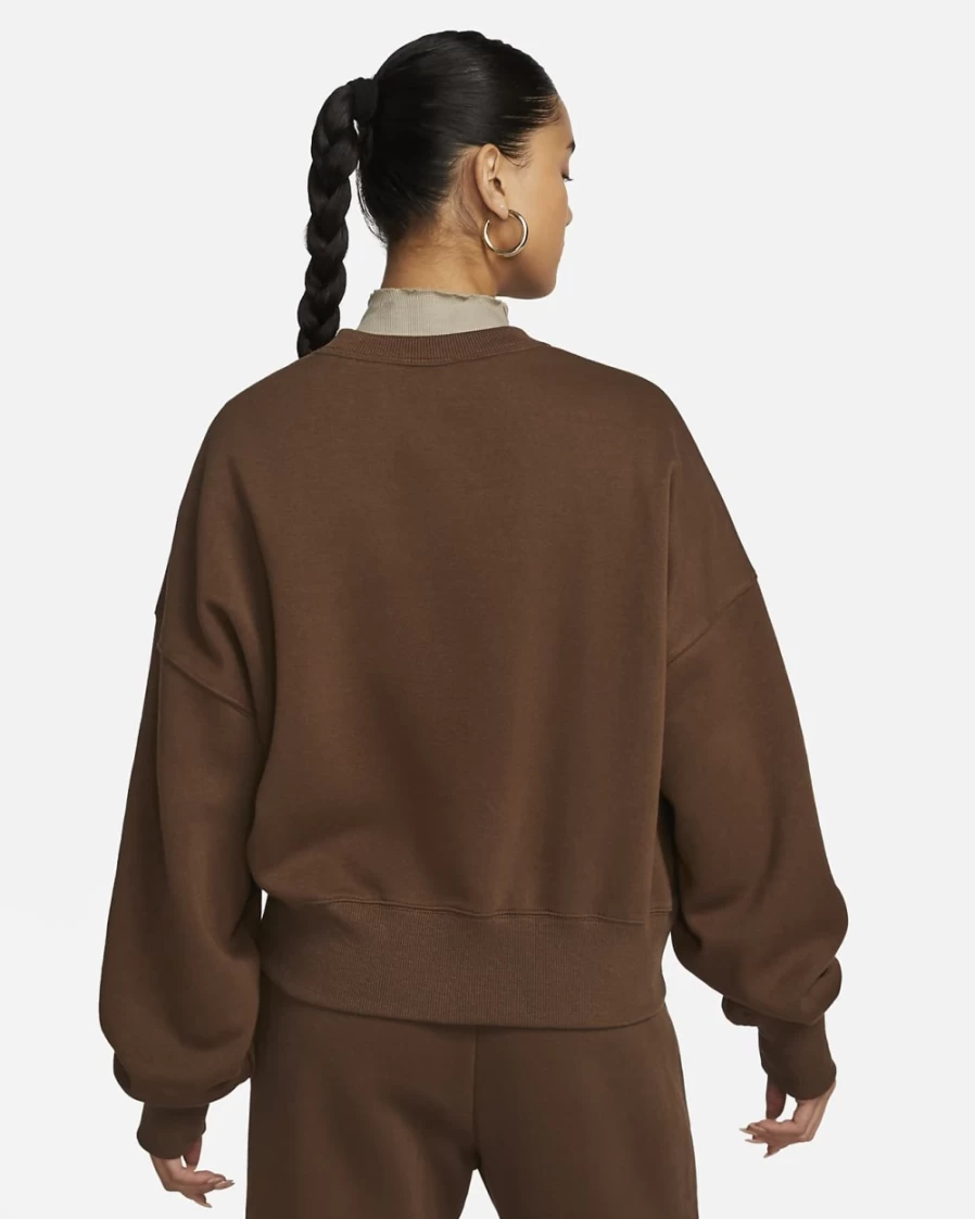 Nike Women's Cacao Wow Phoenix Fleece Oversized Crewneck Sweatshirt - City Edition Sportswear
