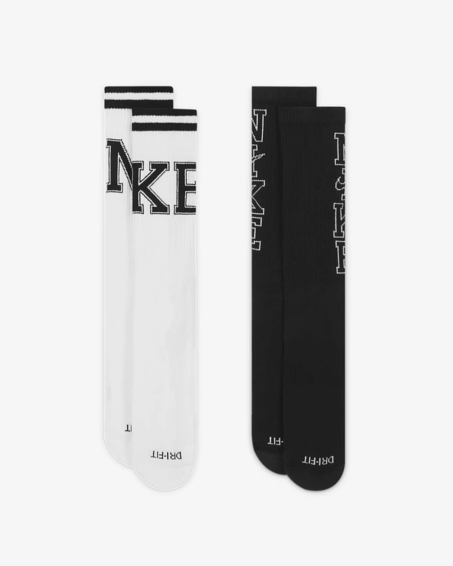 Nike Everyday Plus Cushioned Crew Socks for Men & Women - Multi-Color (2-Pair Pack)