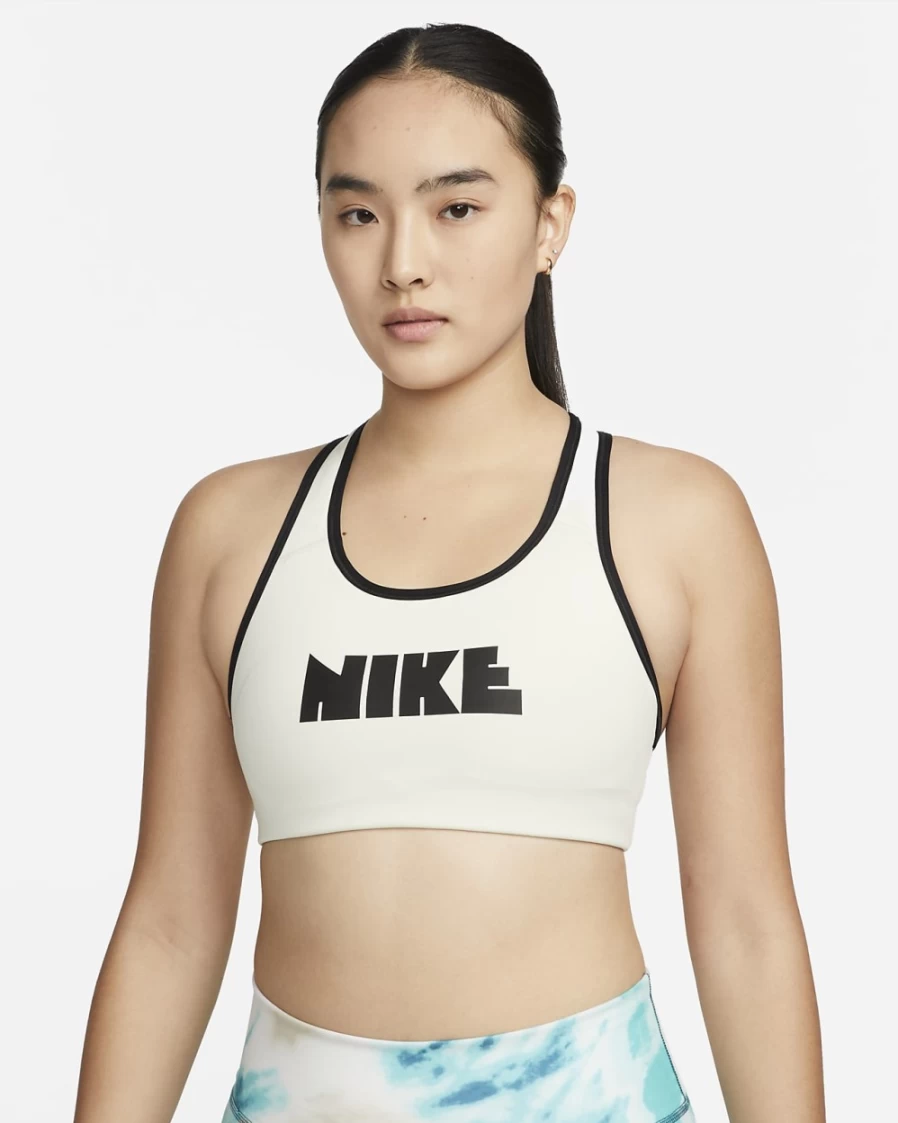 Nike Swoosh Circa 72 Women's Medium-Support Sports Bra - Coconut Milk/Black/Black Racerback 1-Piece Pad