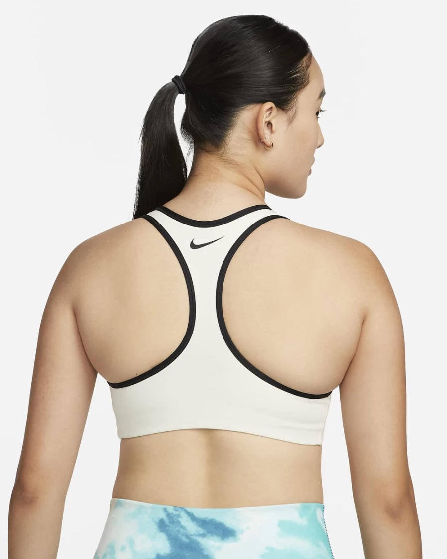 Nike Swoosh Circa 72 Women's Medium-Support Sports Bra - Coconut Milk/Black/Black Racerback 1-Piece Pad