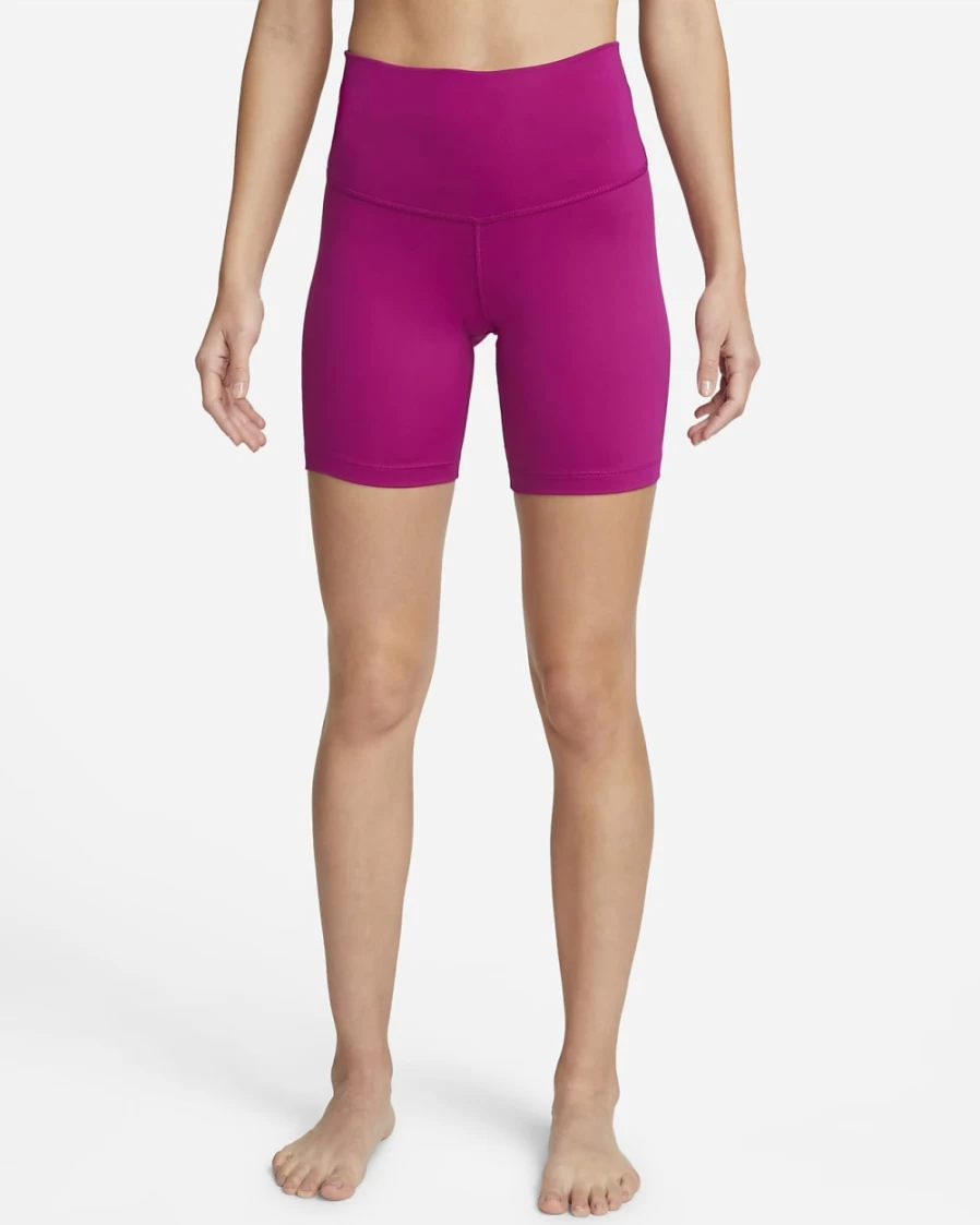Nike Women's High-Waisted 7" Yoga Shorts in Dynamic Berry/Iron Grey - Breathable Workout Shorts for Women