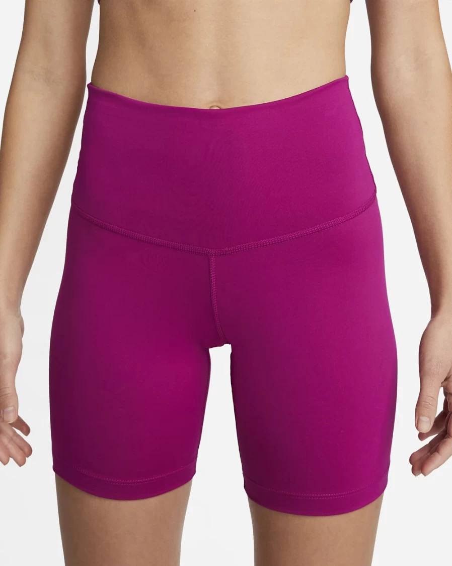 Nike Women's High-Waisted 7" Yoga Shorts in Dynamic Berry/Iron Grey - Breathable Workout Shorts for Women