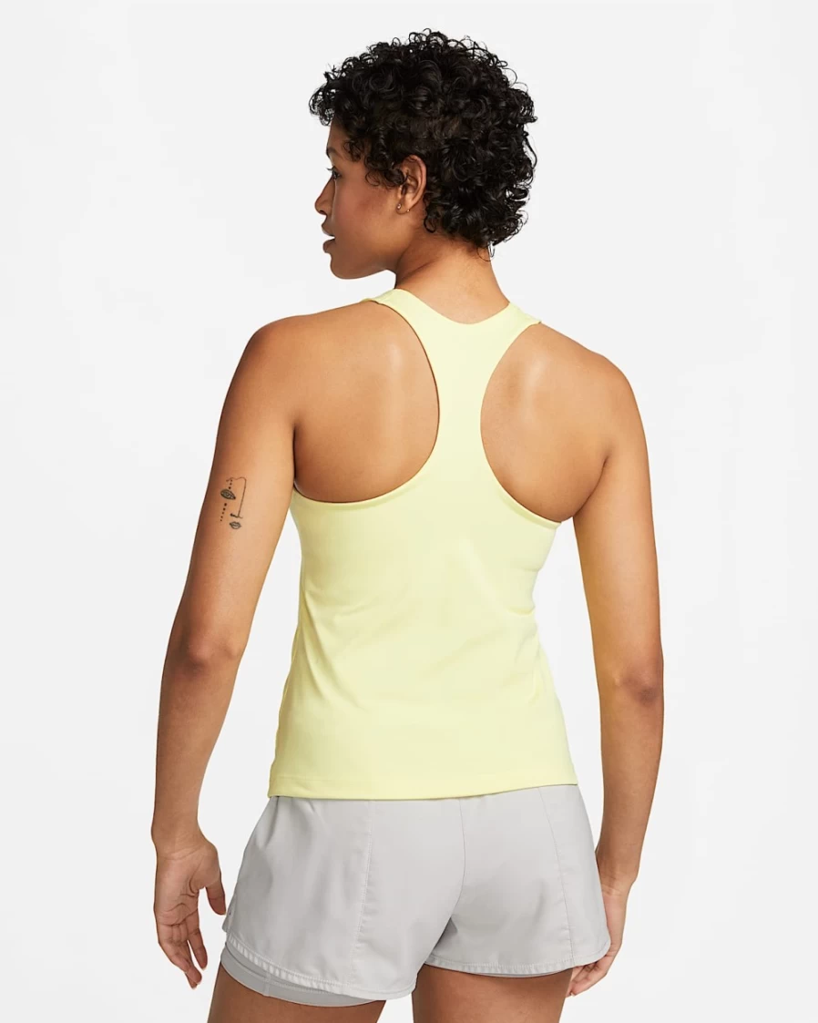Nike Women's Medium-Support Sports Bra Tank - Lemon Chiffon/Stone Mauve/White - Swoosh Design Padded Top