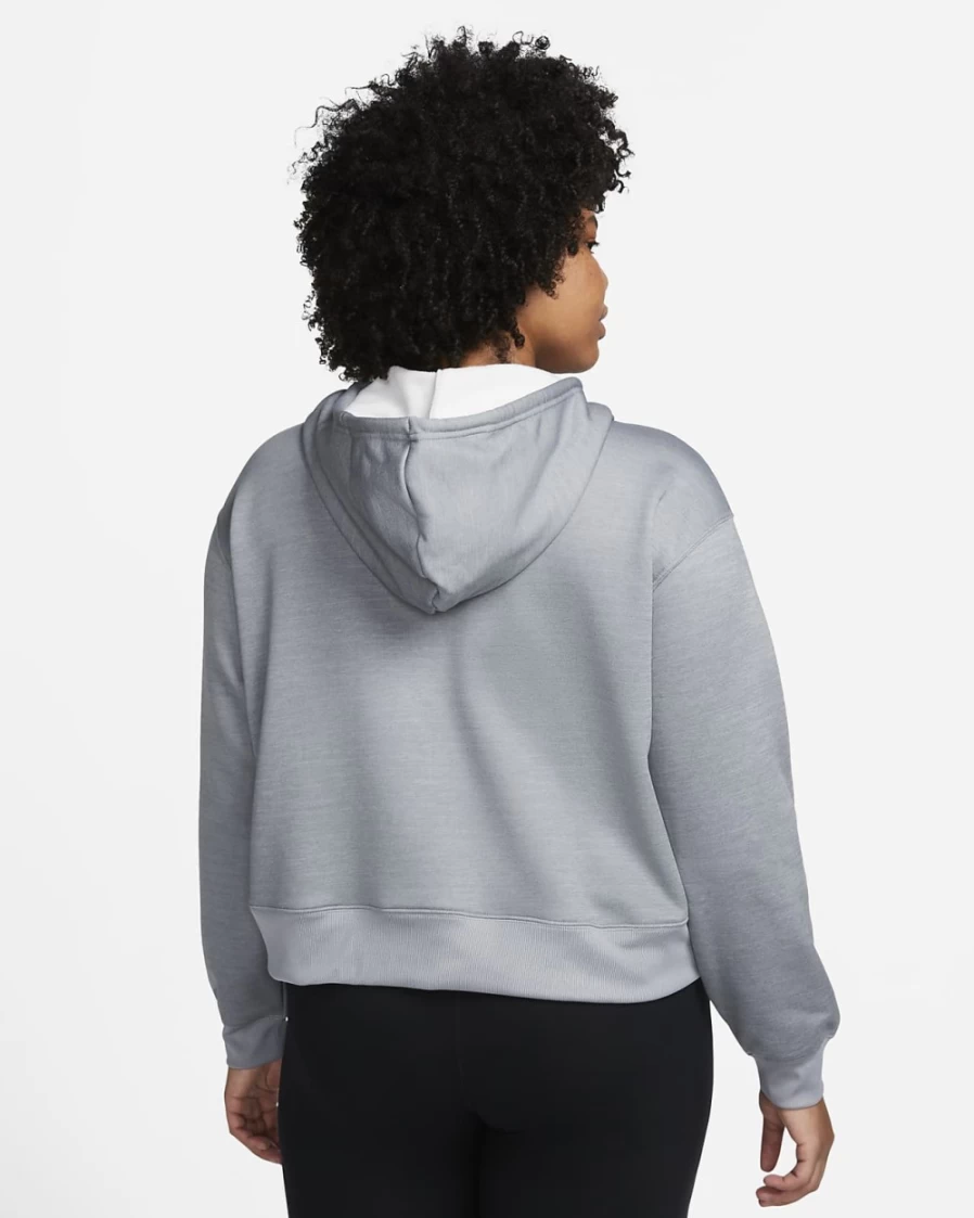 Nike Therma-FIT Women's Plus Size Graphic Hoodie - Particle Grey/Heather/Black/White