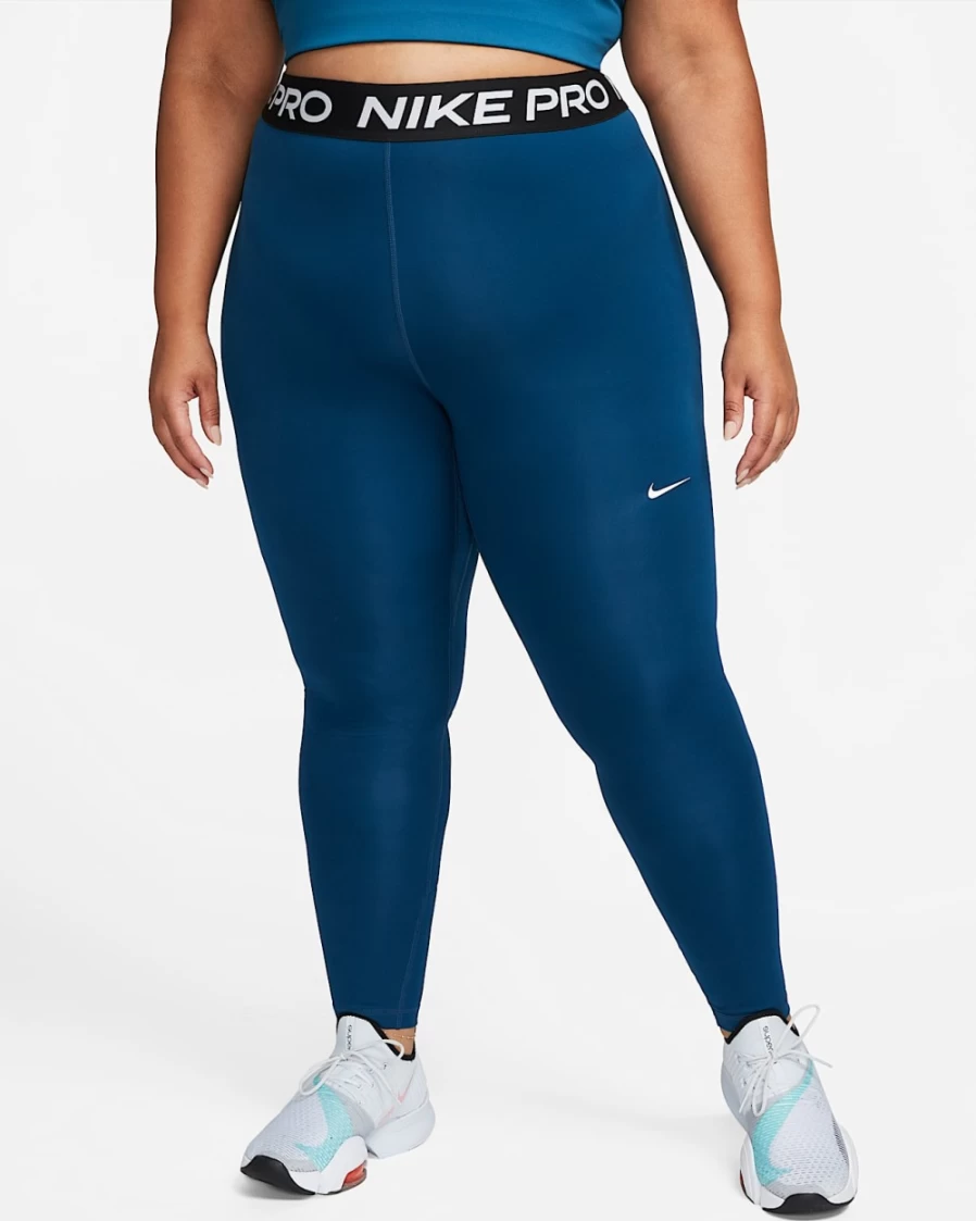 Nike Pro 365 Women's Plus Size Leggings - Valerian Blue, Black & White High-Performance Workout Tights