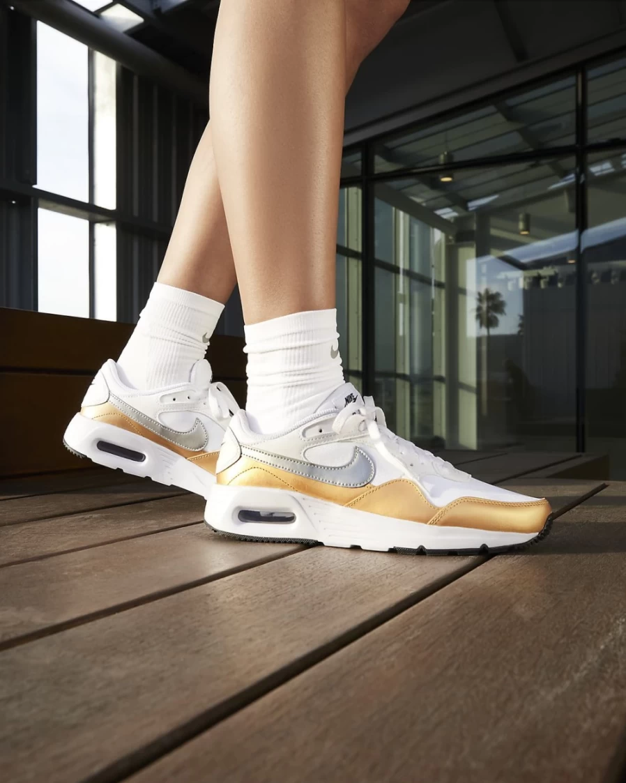 Nike Air Max SC Women's Running Shoes - White/Metallic Gold/Black/Metallic Silver