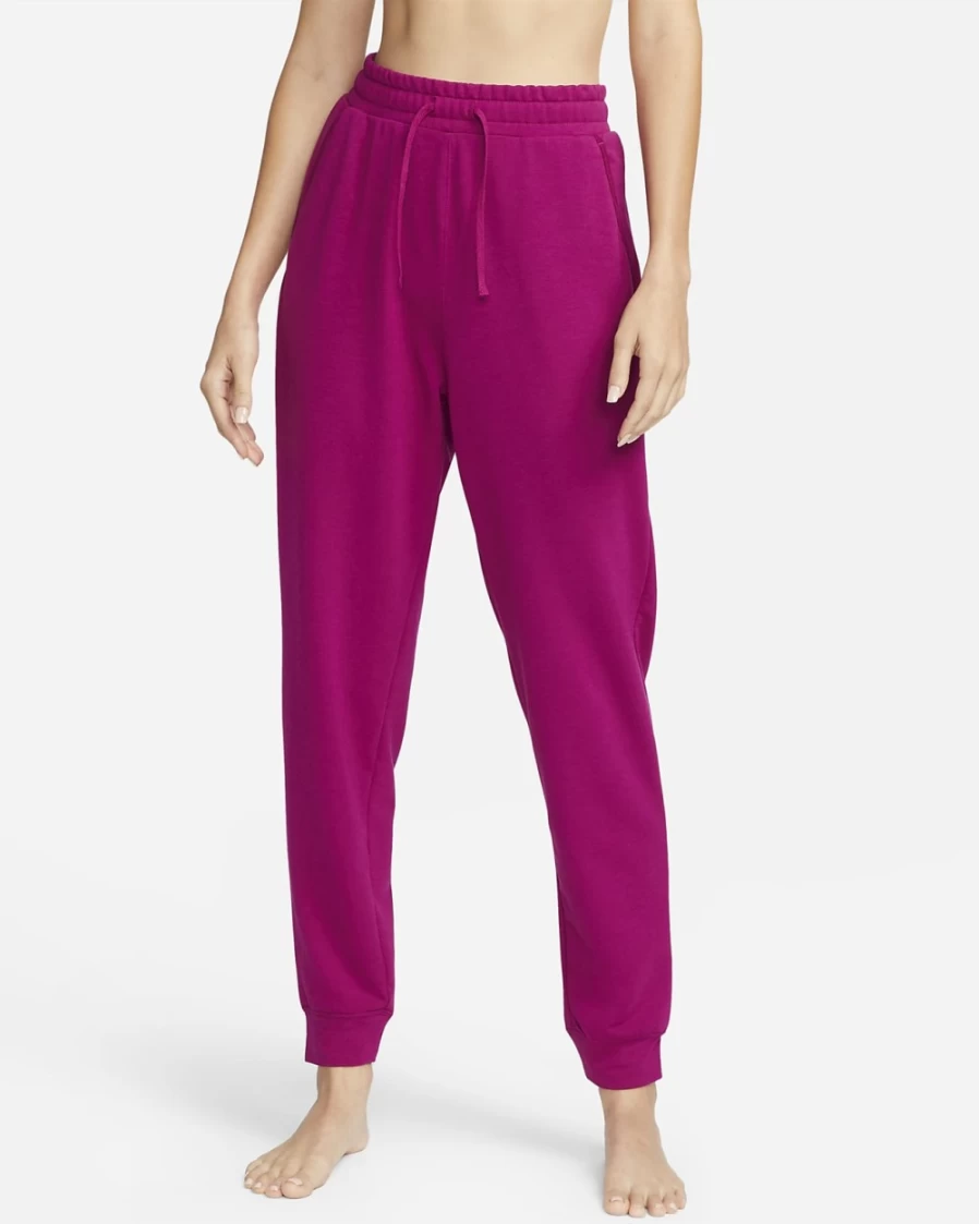Nike Women's Dri-FIT Yoga 7/8 Fleece Joggers in Dynamic Berry/Iron Grey