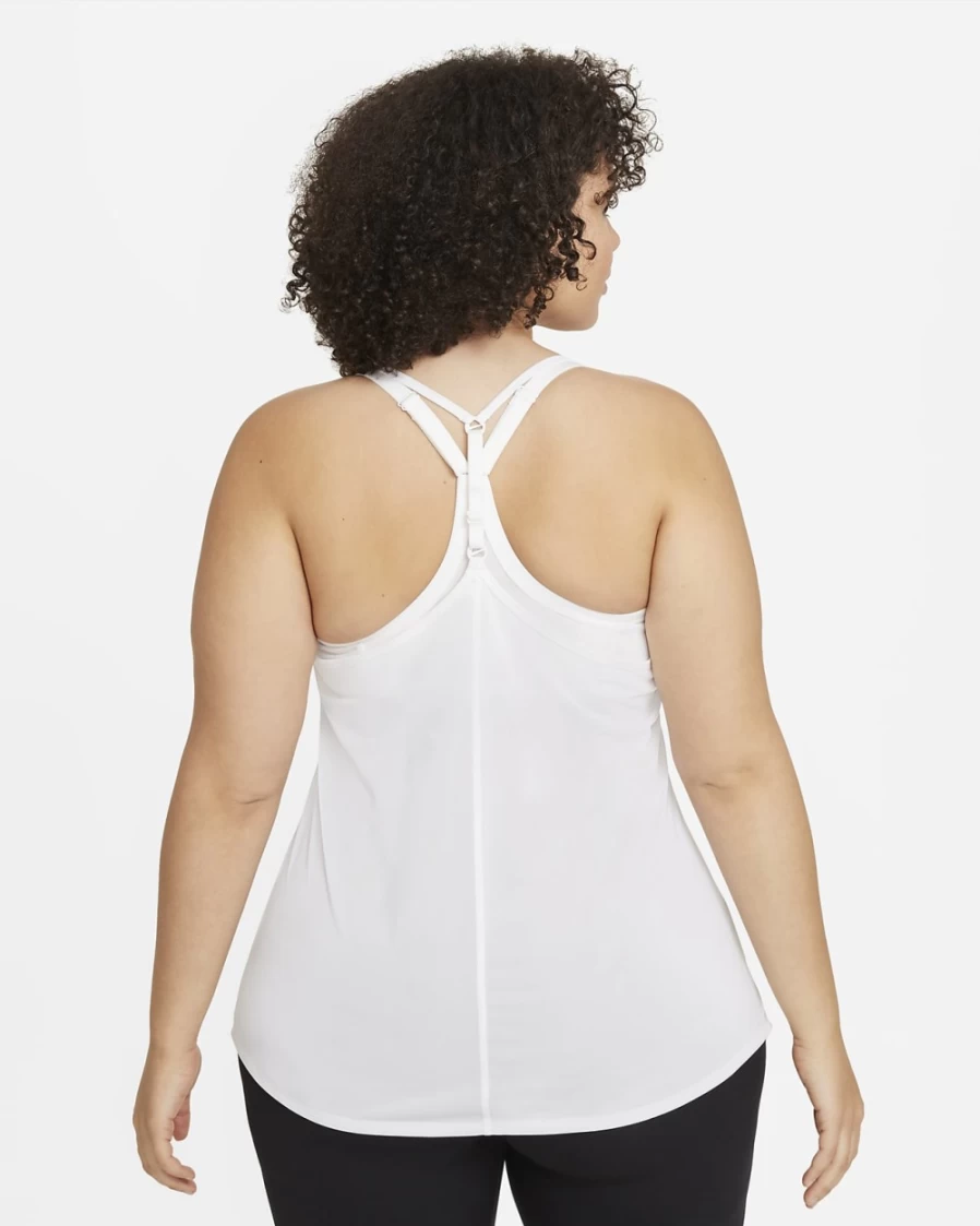 Nike Dri-FIT One Elastika Women's Plus Size Tank Top - White & Black Athletic Shirt