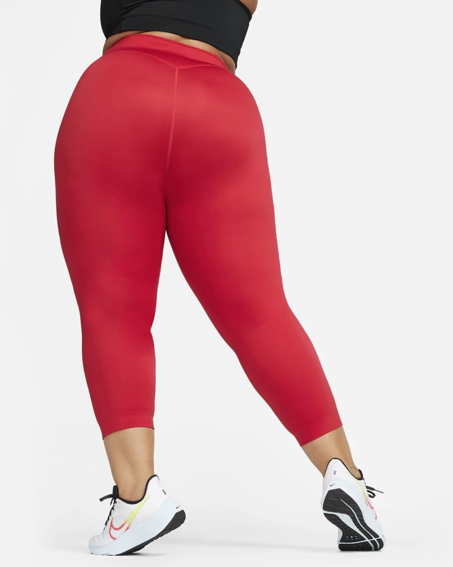 Nike Go Women's High-Waisted 7/8 Leggings with Pockets - Plus Size, University Red/Black, Firm Support Workout Tights