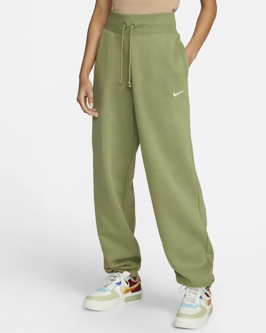 Nike Women's High-Waisted Oversized Fleece Sweatpants - Alligator/Sail Color, Comfortable Sportswear