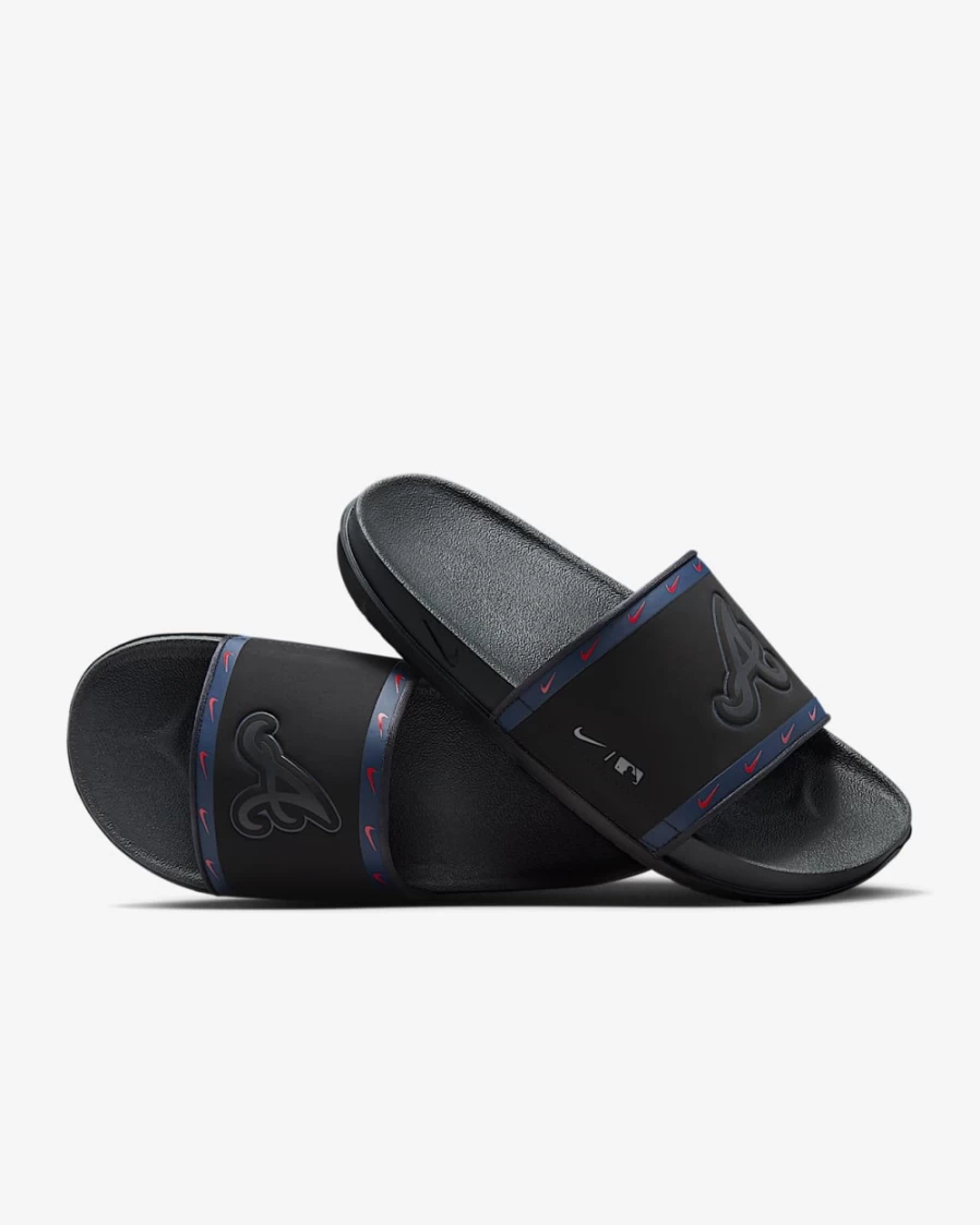 Nike Offcourt Slide MLB Atlanta Braves Black Midnight Navy Sport Red Anthracite Sandals for Men and Women
