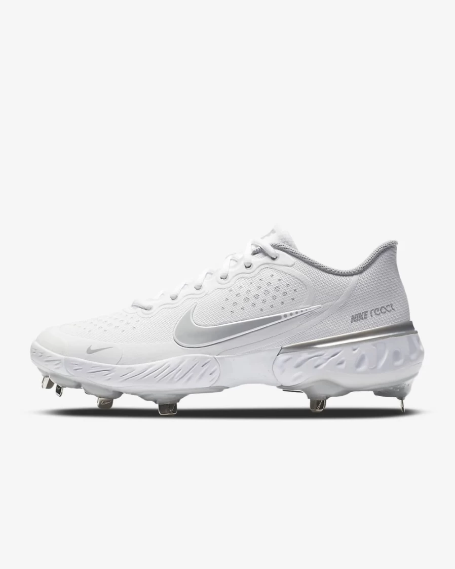 Nike Alpha Huarache Elite 3 Low Baseball Cleats for Men & Women - White/White/Electric Green/Light Smoke Grey