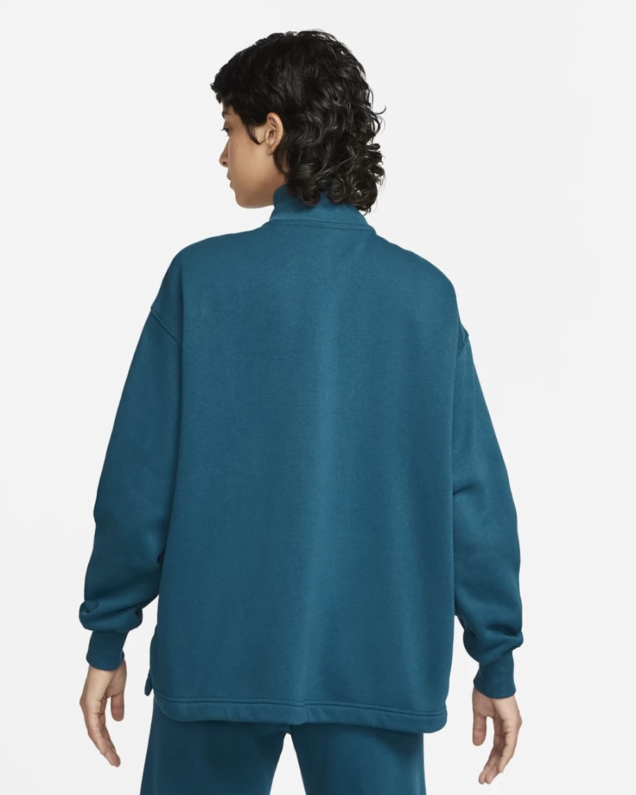 Nike Women's Valerian Blue & Mint Foam Fleece 1/4-Zip Pullover with Swoosh Logo - Sportswear Top