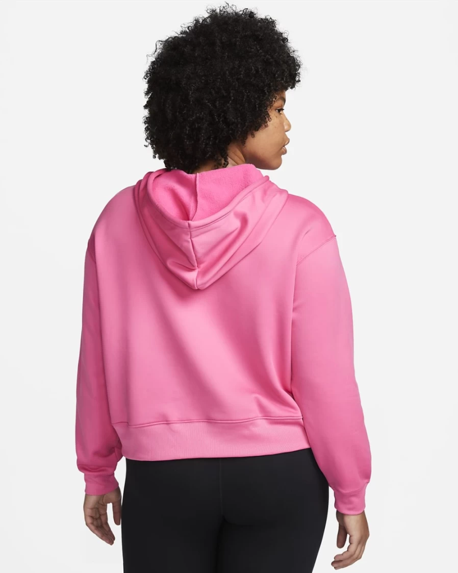 Nike Therma-FIT Women's Plus Size Graphic Hoodie - Pinksicle, Black & White Pullover