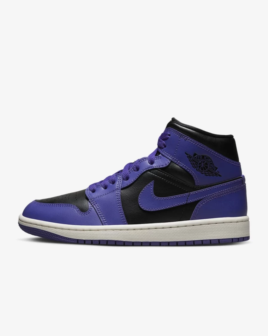 Nike Air Jordan 1 Mid Women's Sneakers - Black/Sail/Dark Concord Basketball Shoes