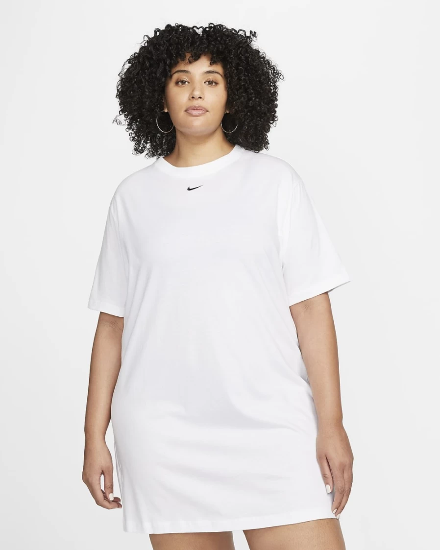 Nike Women's Plus Size Essential Sportswear Dress - White & Black Athletic Casual Wear