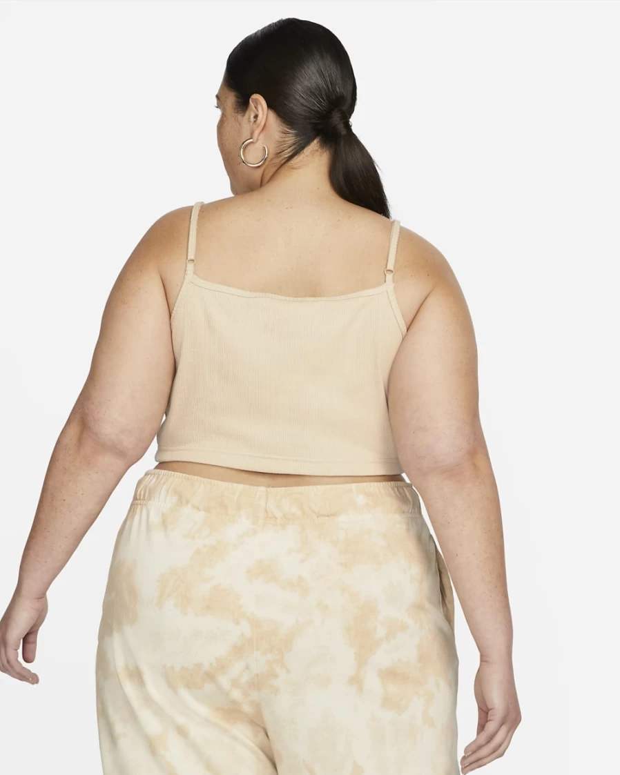 Nike Women's Plus Size Ribbed Crop Top - Sanddrift/White | Sportswear Essential