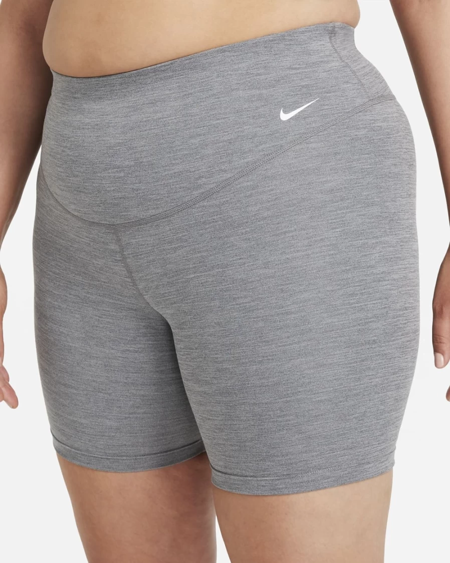 Nike One Women's Mid-Rise 7" Bike Shorts in Iron Grey Heather White - Plus Size Activewear