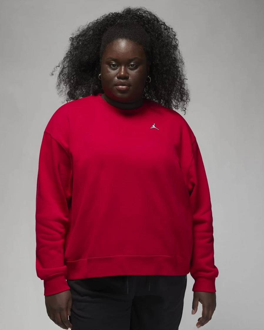 Nike Jordan Brooklyn Women's Fleece Crew Sweatshirt - Gym Red/White, Plus Size