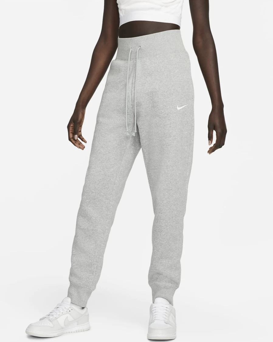 Nike Women's High-Waisted Joggers - Dark Grey Heather/Sail, Phoenix Fleece Comfort & Style