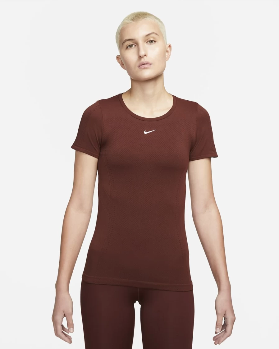 Nike Dri-FIT ADV Aura Women's Slim-Fit Short-Sleeve Top - Bronze Eclipse/Reflect Silver